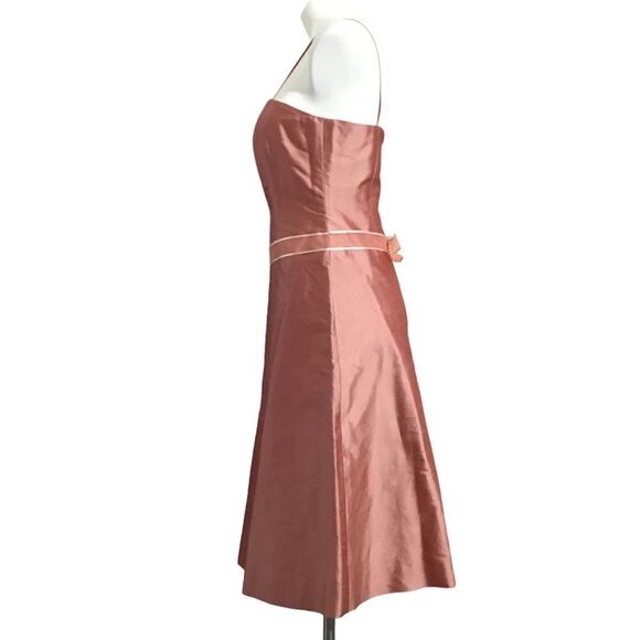 Vintage Midi Slip Dress Tailor Made Dusty Rose Pink Satiny Flare Midi Dress - Picture 3 of 15